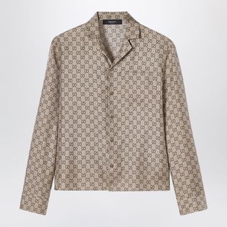Gucci Bowling shirt in silk twill with all-over GG print