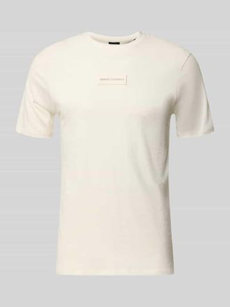 A|X Armani Exchange T-Shirt mit Label-Detail und Rundhalsausschnitt in Offwhite, Gr&ouml;&szlig;e XXL