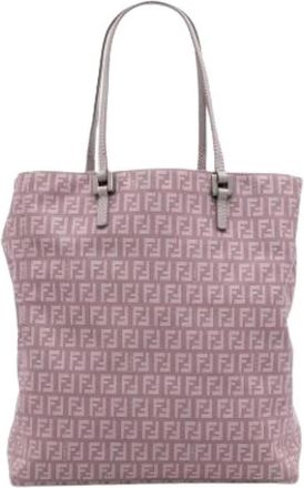 Fendi Pre-owned Canvas Tote Bag - Dames - Vintage Shopper - Paars - ONE Size - Vintage