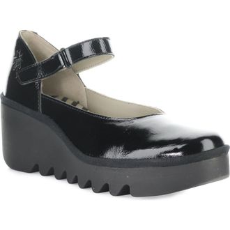 FLY London Bawo Platform Wedge Pump in 010 Black Nappalak at Nordstrom Rack, Size 10-10.5Us / 41Eu