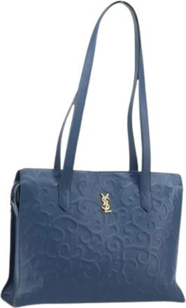 Saint Laurent Pre-owned Tote Bags, female, Blue, Size: ONE SIZE Pre-owned Vintage Tote Bag