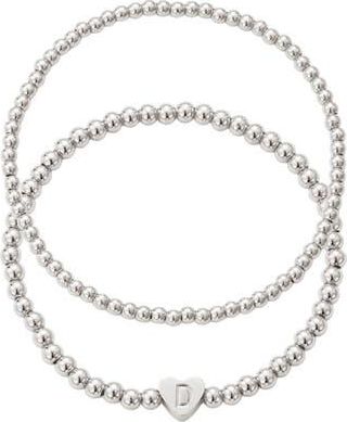 Adornia Beaded Initial Charm Bracelet Set in Silver-D at Nordstrom Rack
