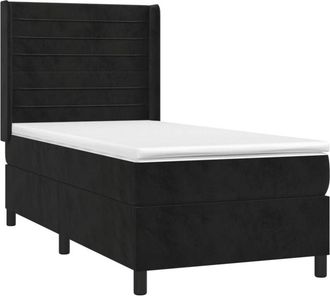 vidaXL Vidaxl - Cama Box Spring Colch&oacute;n Y Led Terciopelo Negro 80x200 Cm