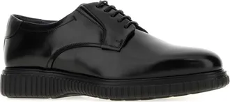 Ferragamo Mens Black Leather Sandro Lace-Up Shoes Neroneronero Mocassini Loafers