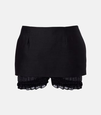 Magda Butrym Falda pantal&oacute;n de lana y seda con volantes