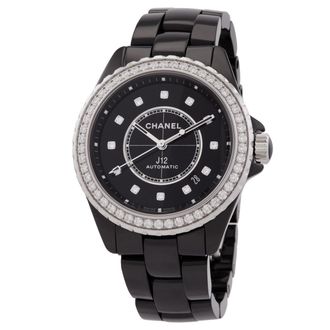 Chanel Pre-owned Chanel J12 Diamond Black Dial Ladies Watch H6526