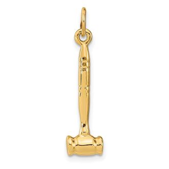 Diamond2Deal 14k Yellow Gold 3-D Gavel Charm