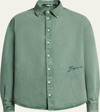 Jacquemus Mens De-Nimes Simon Casual Button-Down Shirt