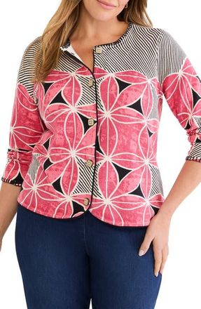 Nic+Zoe Gallery Walk Floral Cardigan in Pink Multi at Nordstrom, Size 3X