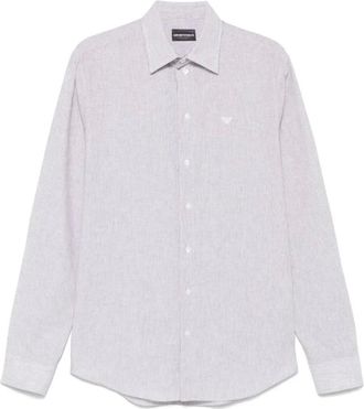 Emporio Armani Heren, Overhemden, Grijs, Maat: XL Katoen