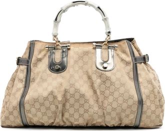 Gucci Borsa tote Dialux Pop in tela GG con dettaglio in bambù 2016-2025 - Marrone