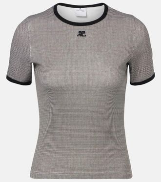 Courr&egrave;ges Courr&egrave;ges Houndstooth cotton T-shirt