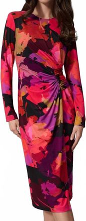 Joseph Ribkoff Womens Matte Jersey Drap&eacute; Dress In Red & Pink Multicolor
