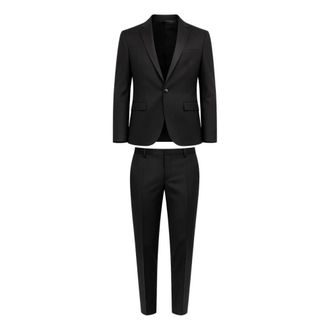 Calvin Klein Single Breasted Suits, male, Black, Size: 2XL Wool Single-Breasted Suit
