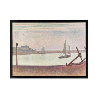 Artery8 Georges Seurat The Channel At Gravelines Framed Canvas Wall Art Print | Size: W24 x H32