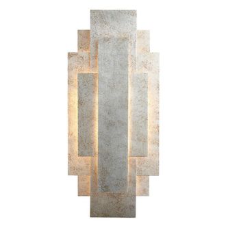 Loops Antique Silver Leaf Panel Wall Light Fitting - Twin G9 LED - Decorative Sconce in Metallics
