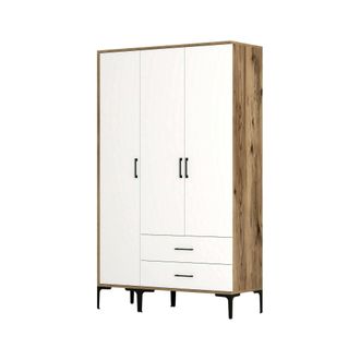 Dmora Armario 3 Puertas Albireo, Muebles De Dormitorio, Vestidor, Armario De Ropa, 120x201h48 Cm, Nogal Y Blanco, Con Embalaje Reforzado - Dmora