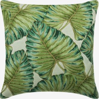 OEM Fundas De Almohada Con Cremallera Homecentric, Color Verde, Paquete De 2, 35,5 X 35,5 Cm, Algod&oacute;n, Estampado Floral Bordado Con Hojas Tropicales Y Zar