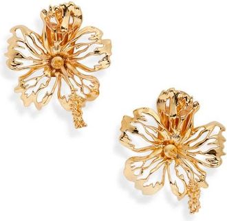 Oscar De La Renta Small Hibiscus Earrings in Gold at Nordstrom