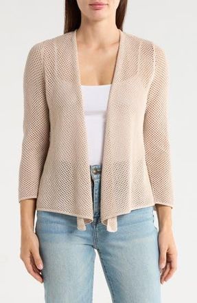 Nic+Zoe Open Stitch 4-Way Cotton Blend Cardigan in Chamois at Nordstrom Rack, Size Xx-Large