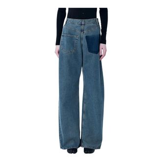Maison Margiela Loose-fit Jeans, female, Blue, Size: W28 Wide-Leg Patch Pocket Jeans