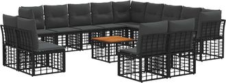 vidaXL Conjunto De Sof&aacute;s De Exterior 14 Uds. Negro Y Gris Oscuro Vidaxl
