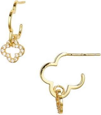 Argento Vivo Double Clover Pavé Open Hoop Earrings in Gold at Nordstrom Rack