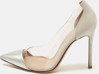 Gianvito Rossi Transparent/silver Leather And Pvc Plexi Pumps