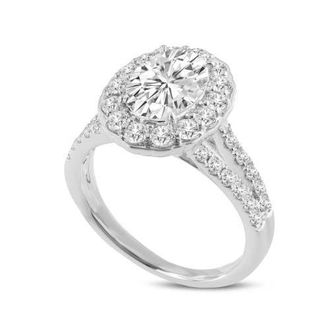 LuvMyJewelry Octavia 14K White Gold Oval Lab Grown Diamond Halo Engagement Ring - 2.5 Ct at Nordstrom, Size 7