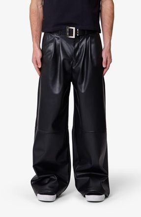 mnml Pleated Faux Leather Pants in Black at Nordstrom, Size 38