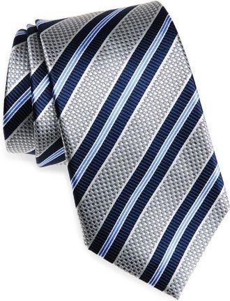 Nordstrom Stripe Silk Tie in Silver at Nordstrom