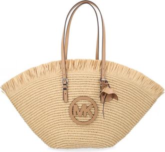 Michael Michael Kors Womens Tote Bag Lg Fan Beige Polypropylene Shoulder