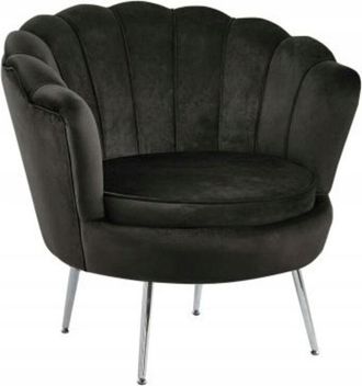 OEM Silla De Terciopelo Tapizada Concha Negra Grande Soft Furnitex Nueva