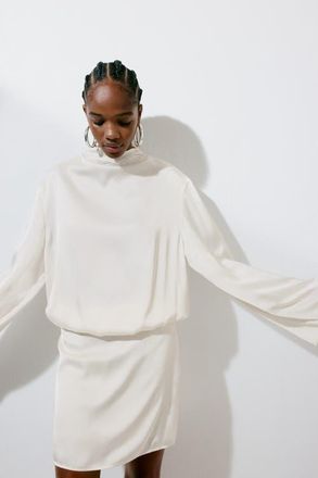 H&M Draped Satin Dress in Cream at Nordstrom, Size X-Small