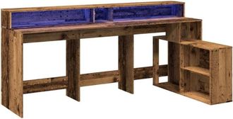 vidaXL Vidaxl - Desk with led Lights Old Wood 200x104x91 cm Engineered Wood