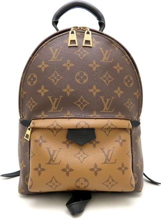 Louis Vuitton Black Brown Canvas Leather Backpack (Pre-Owned)