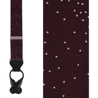 Trafalgar Store Mystere Metallic Star Light Silk Button End Suspenders in Merlot at Nordstrom