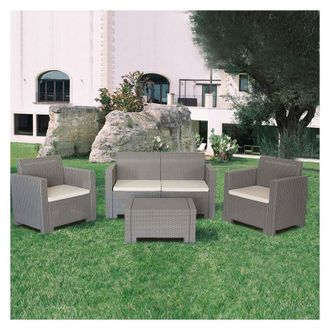 Milani Home Milani Home - nebraska - salotto da giardino completo di cuscini intreccio in rattan sintetico