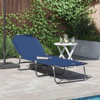 vidaXL Vidaxl - Folding Sun Lounger 1-person Blue 56 x 189 x 87cm Fabric