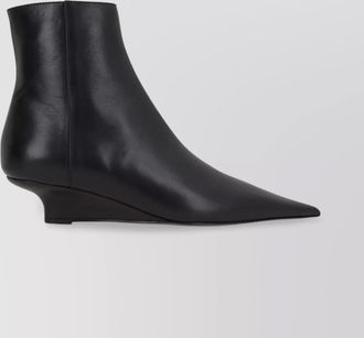 Toteme leather ankle boots with low wedge heel