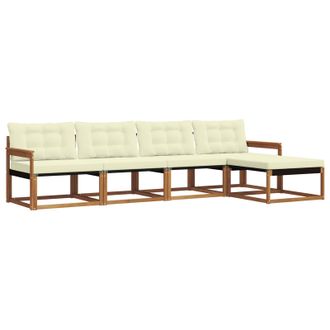vidaXL Conjunto De Sof&aacute;s De Exterior Con Coj&iacute;n 5 Pcs Natural Y Crema Vidaxl