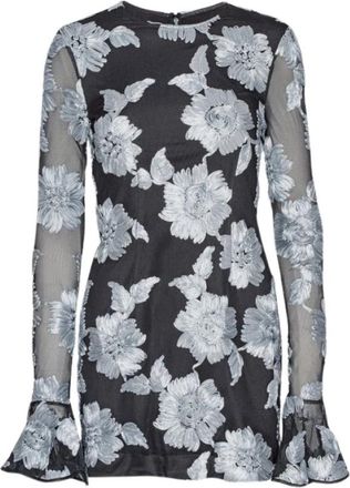 Rotate Bloemen Mesh Lange Mouw Mini Jurk - Dames - Korte kleedjes - Veelkleurig - XL - Kleedjes