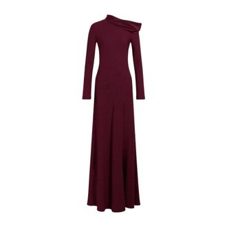 Alberta Ferretti Long Off-the-Shoulder Dress with Slit - female - Alberta Ferretti - Gowns - Red - 2XL - Dresses