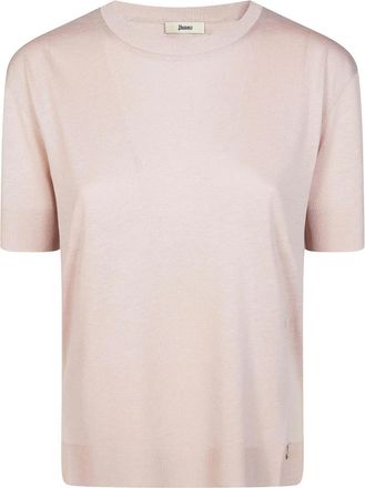 Herno T-Shirt Con Bordi Continui - Dames - Ronde hals truien - Roze - XL - Katoen - Truien & Vesten