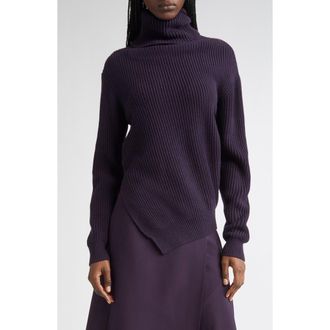 Michael Kors Bias Hem Cashmere Turtleneck Sweater in Aubergine at Nordstrom, Size Small