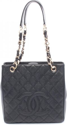 Chanel Black Leather Handbag Tote Bag (Pre-Owned)