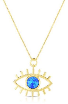 Sphera Milano 14K Gold Plated Sterling Silver & CZ Evil Eye Necklace in Yellow Gold at Nordstrom Rack