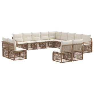 vidaXL Conjunto De Sof&aacute;s De Jard&iacute;n 13 Pcs Beige Rat&aacute;n Sint&eacute;tico Vidaxl
