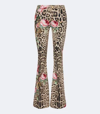 Roberto Cavalli Jeans flared con stampa leopardata e floreale