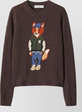 Maison Kitsun&eacute; wool-blend ribbed crew-neck sweater